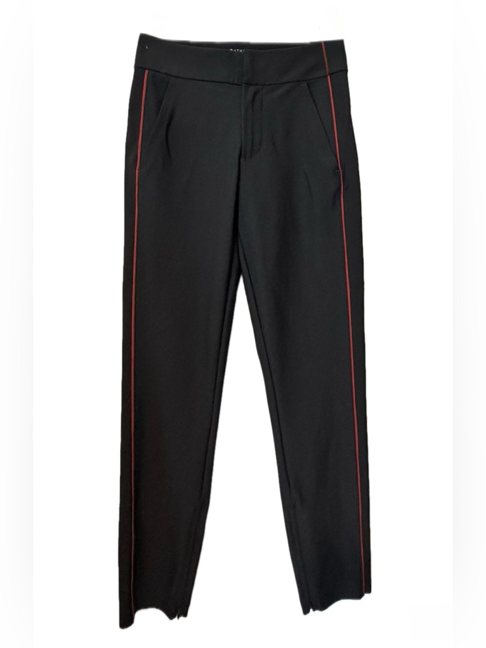 Athleta Stellar Novelty Trouser Black Red Stripe Ankle Pants Size 0 Athleisure